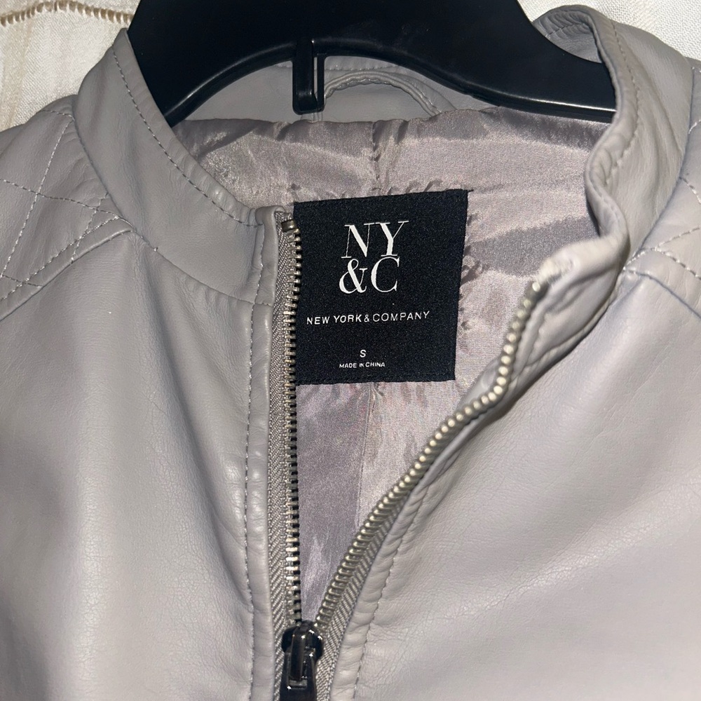 New York & Company Gray Leather Jacket